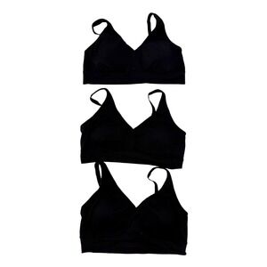 Jockey Womens XL 3-Pack Seamless Ribbed Bralette Black Adjustable Strap Wireless